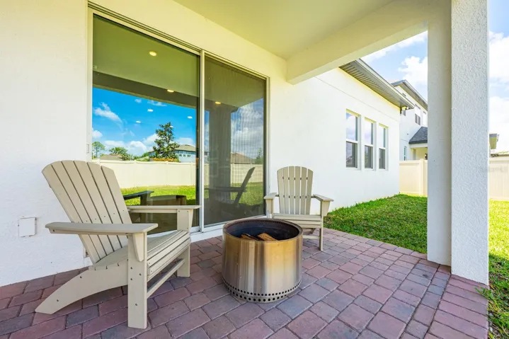 Covered paver lanai.