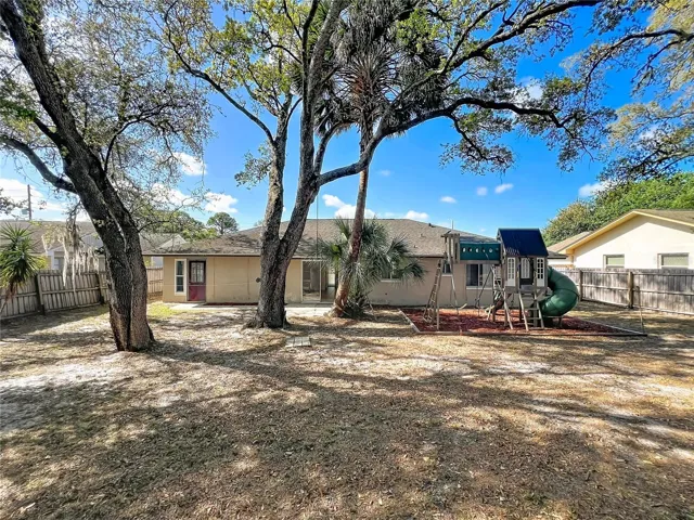 Large fenced backyard