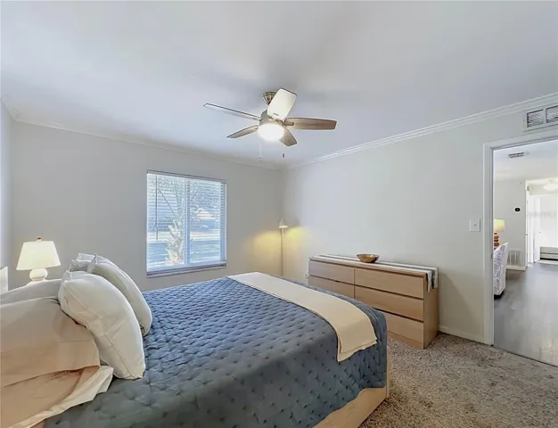 Primary suite with ceiling fan, en suite bathroom & new window