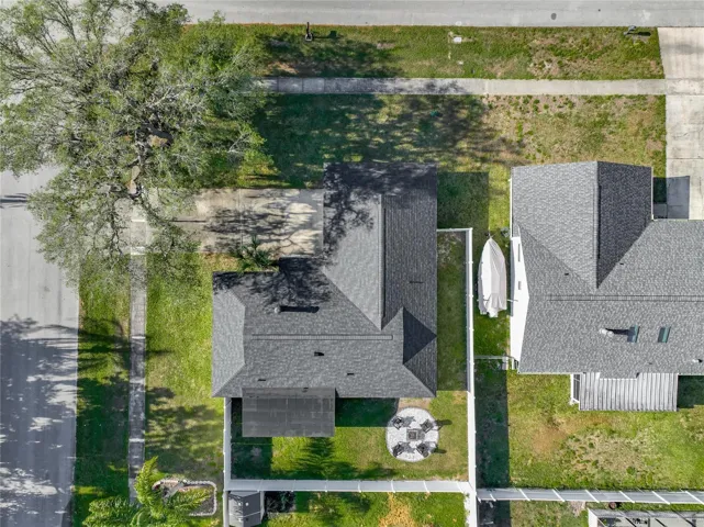 Overhead view of yard