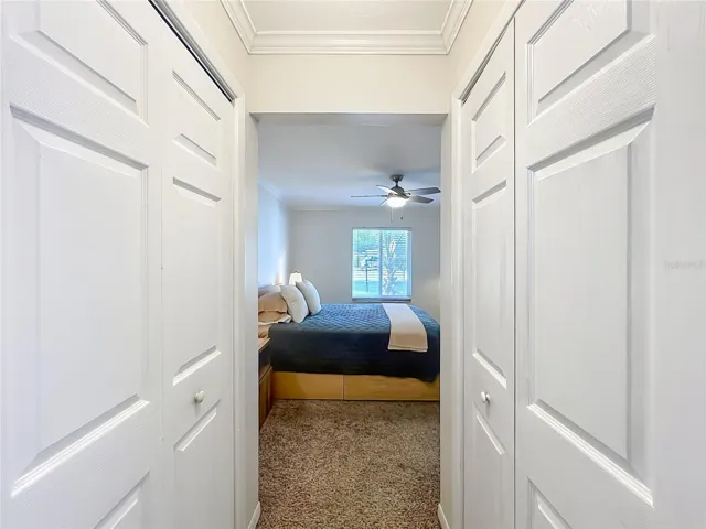 Dual closets from the primary bathroom into the suite