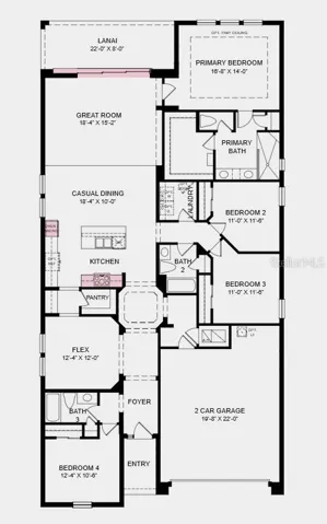 Floor Plan - Additional Highlights Include: gourmet kitchen, appliance package and pocket sliding glass door