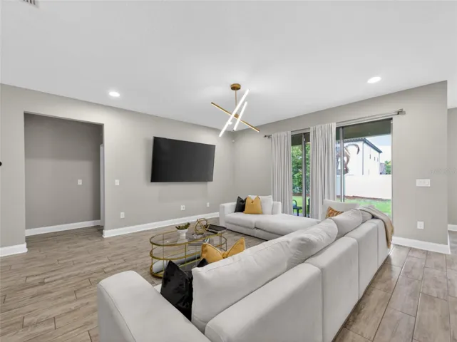 Great Room opens to the Lania and Back Yard