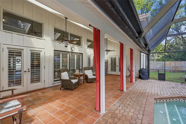 French doors leading back into the home