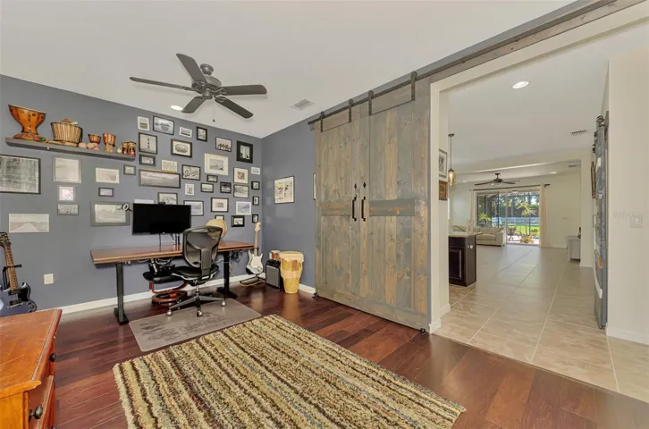 Front Office or Den space with sliding door.