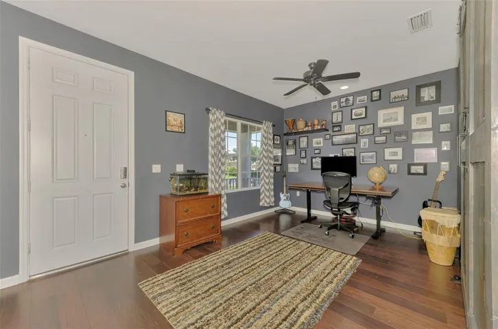 Front Office or Den with Views out to front porch.