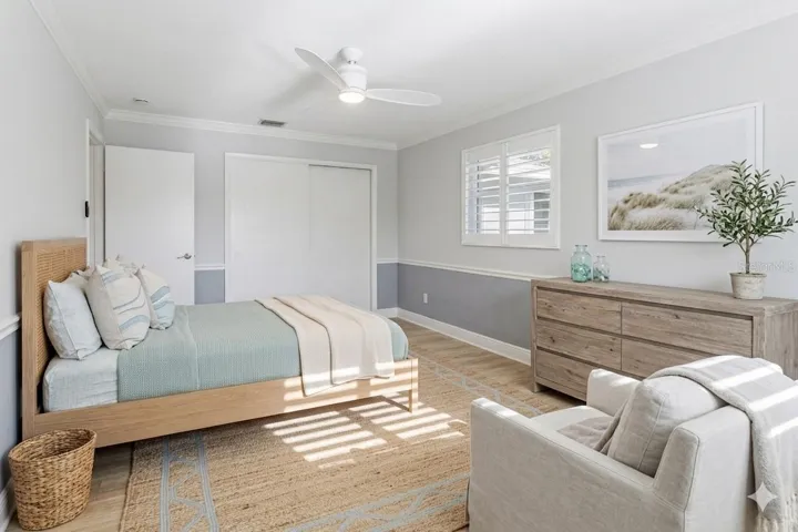 AI Enhanced photo 2nd bedroom. Space enough for any configueration of beds and storage...two double beds or a king-sized bed - with plenty of extra room for a desk or lots of toys!