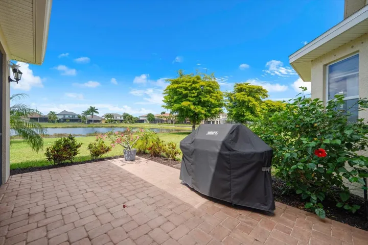 Outside patio overlooking the pond