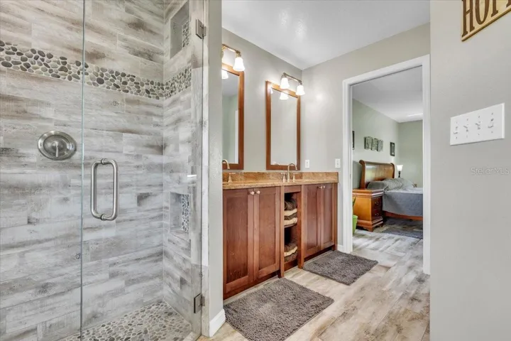 River rock shower floor