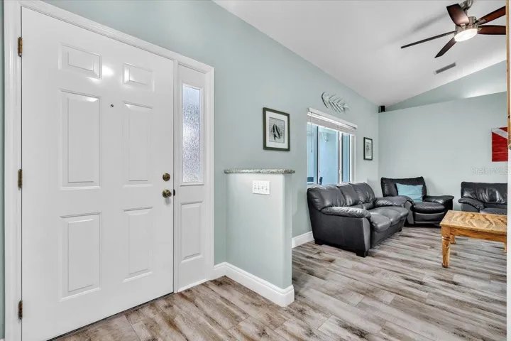 Wood look porcelain tile throughout