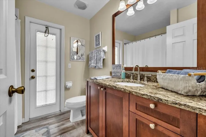 Guest Bathroom with access outside