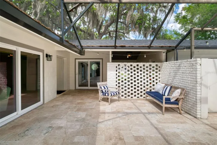 Seating area on pool deck