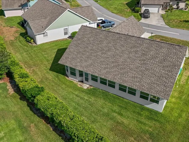 AERIAL VIEW OF THE BACKYARD AT 322 FALLING WATERS LANE.