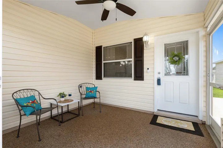 Screen enclosed Lanai with Chattahoochee rock flooring.