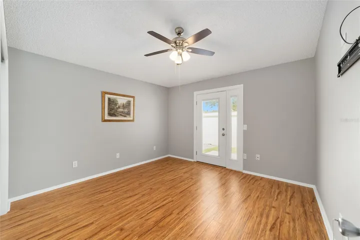 Bedroom with access to rear patio and hot tub!