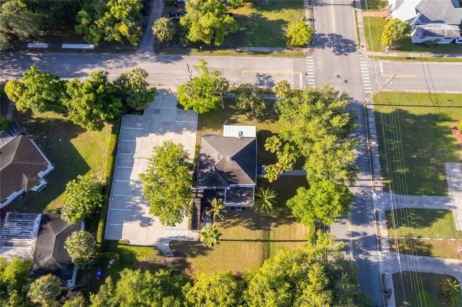 Aerial view of property on 1/2 acre