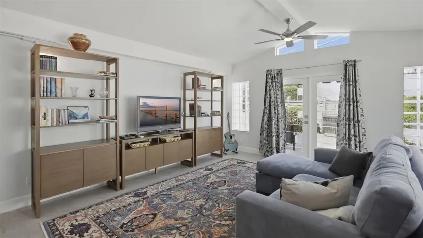 Living room is off the kitchen