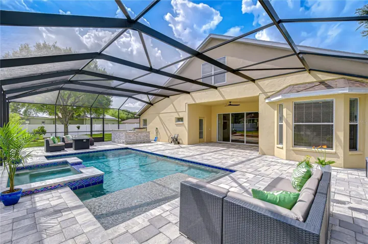 Caged heated saltwater pool