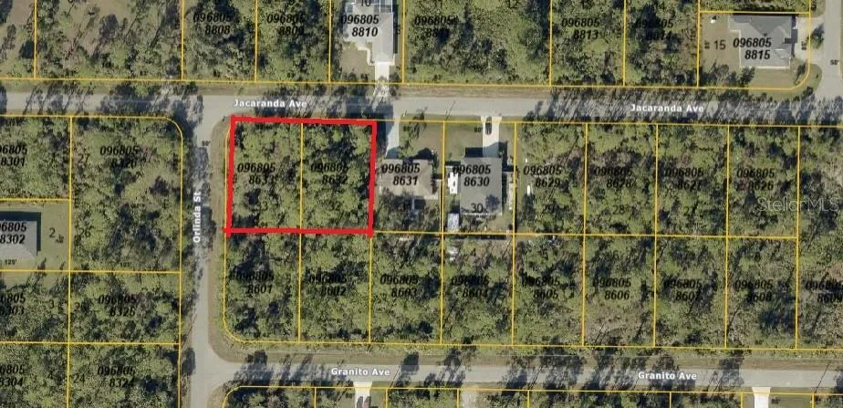 aerial of both lots that can be purchased together to make a double lot