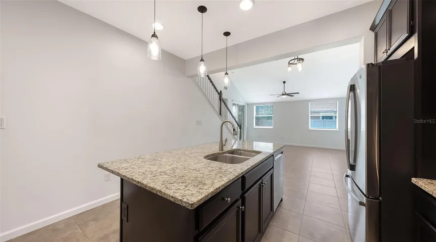 Kitchen to family room/dining room