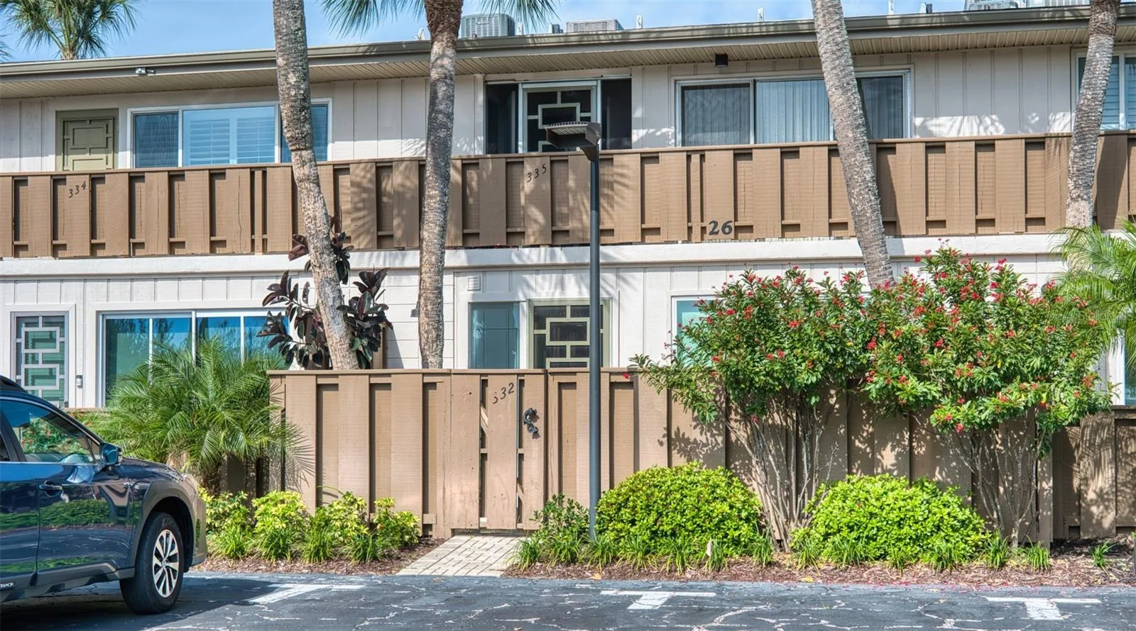 Private garden entrance to unit