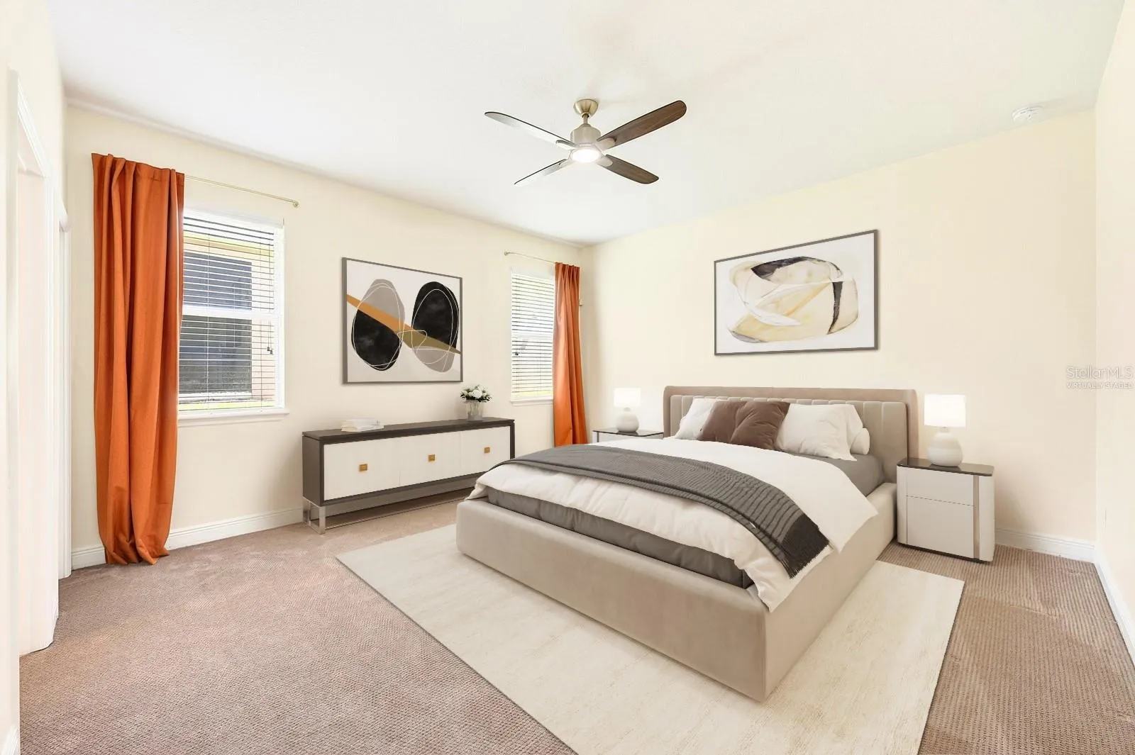 Spacious primary suite. Virtually Staged.