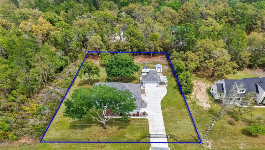 Aerial Front Elevation with Property Lines