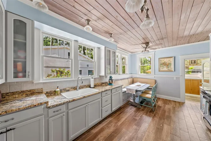 high ceilings, large windows