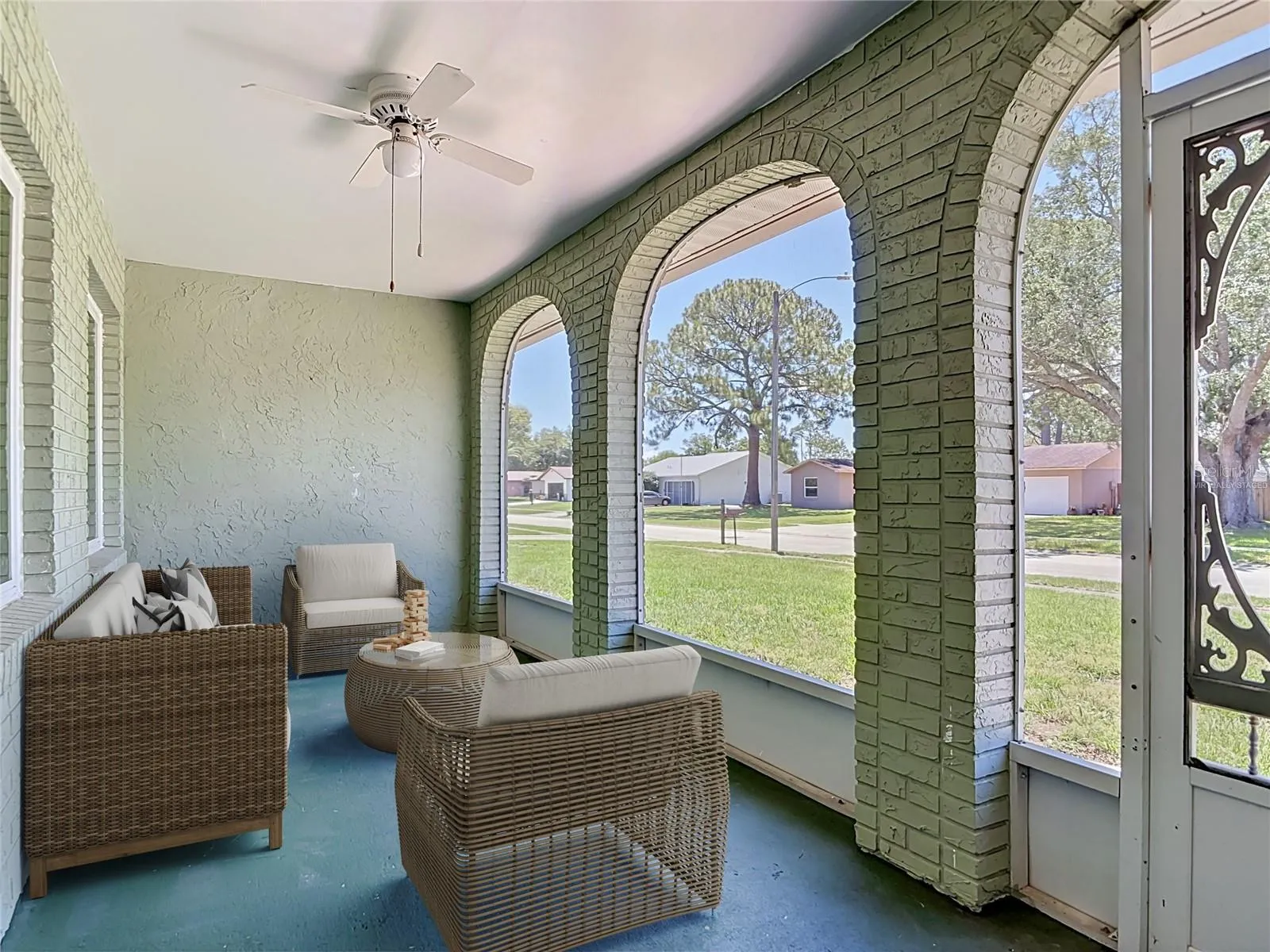 virtually staged front porch