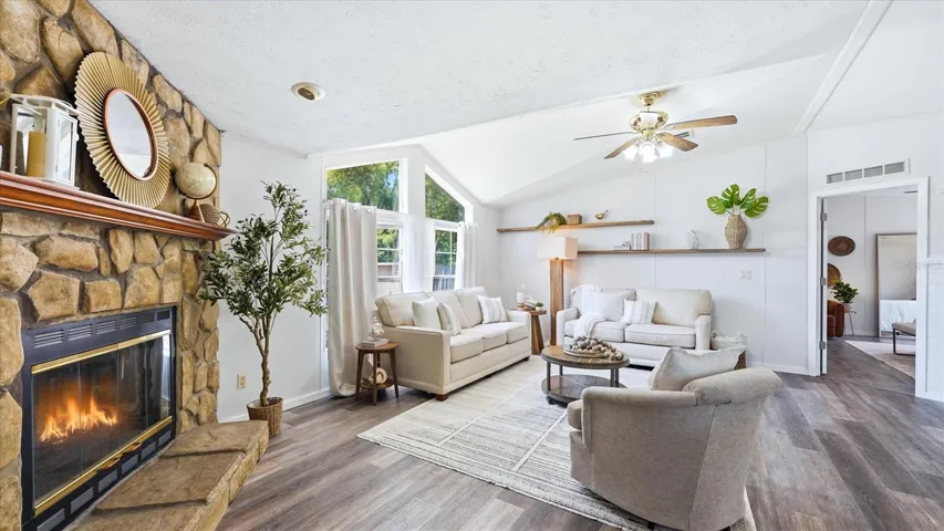 Wood-burning fireplace