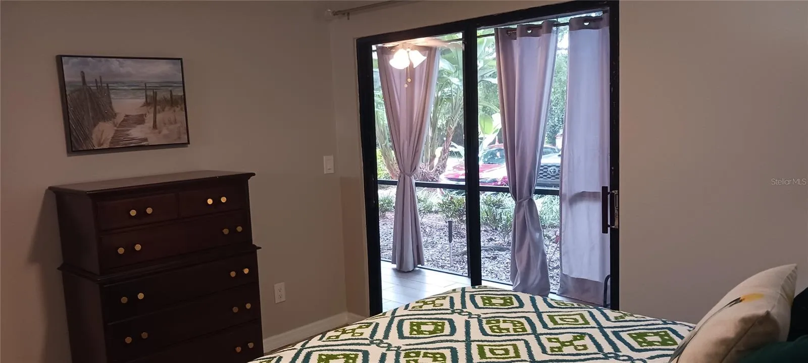 Quiet views into the screened porch