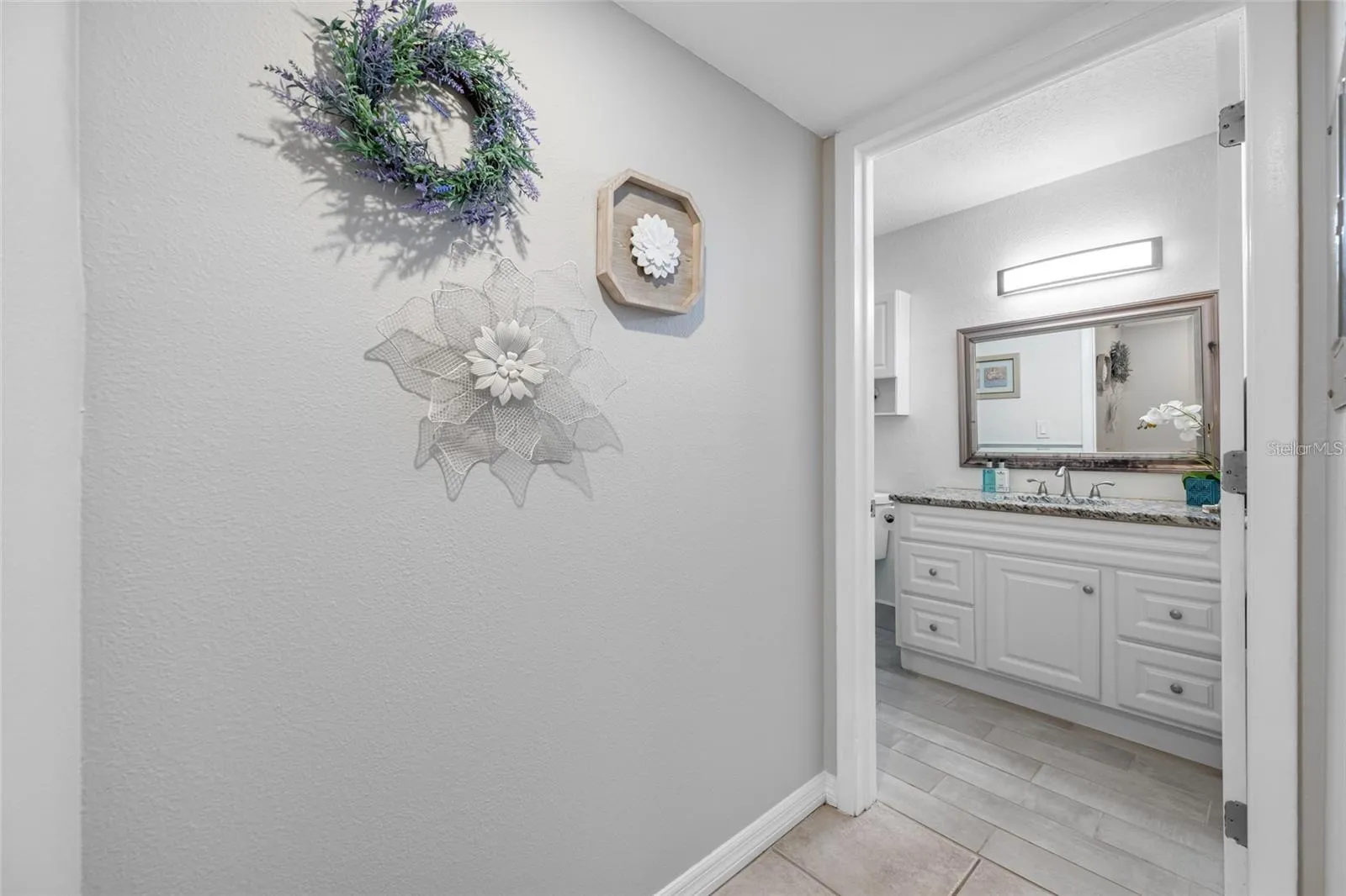 Hall between bathroom and bedroom