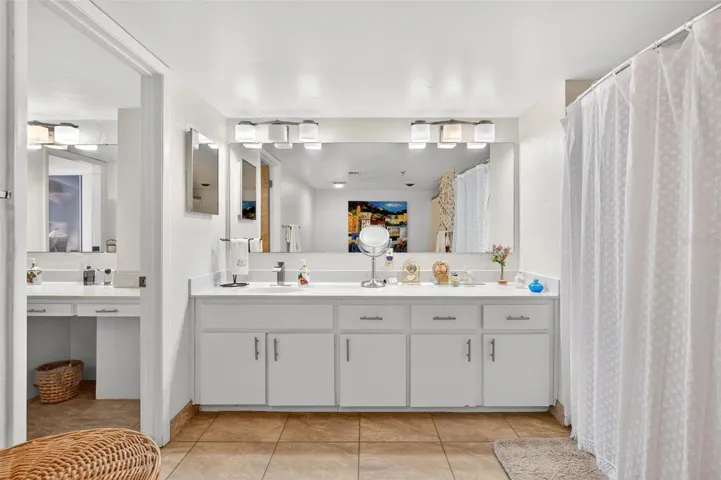 Primary bath with separate counter space and sinks