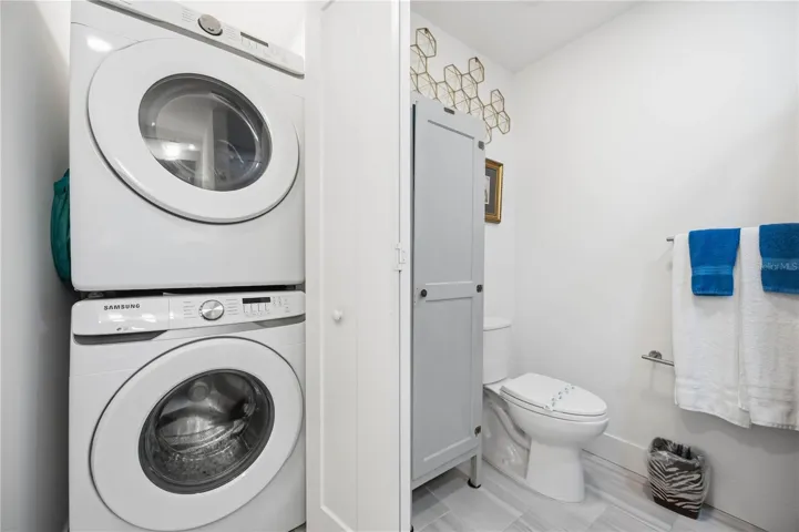 stackable washer/dryer closet in Master bathroom