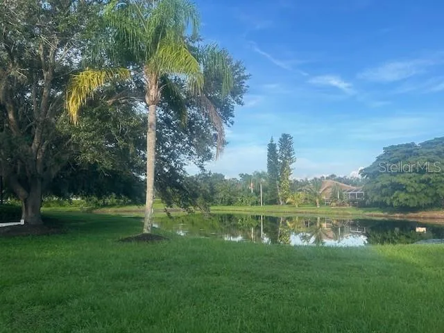 Serene pond in the community area.