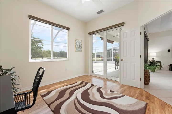Office with sliders to the lanai