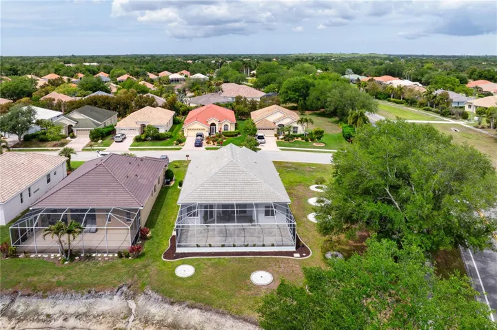 Drone view of the rear of the home looking west.