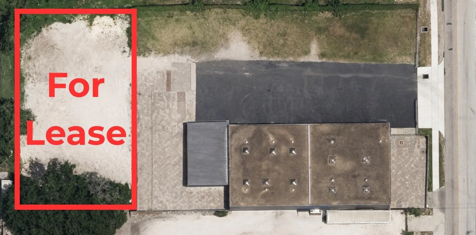 Aerial view of backlot for lease