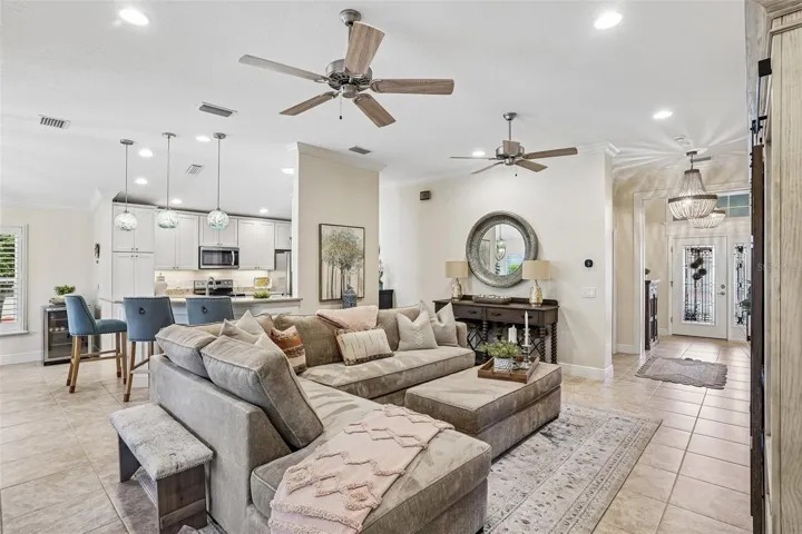 View of the Living Room, Foyer, and Kitchen