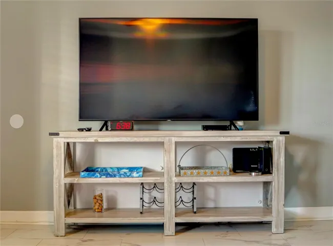 tv and console in family room