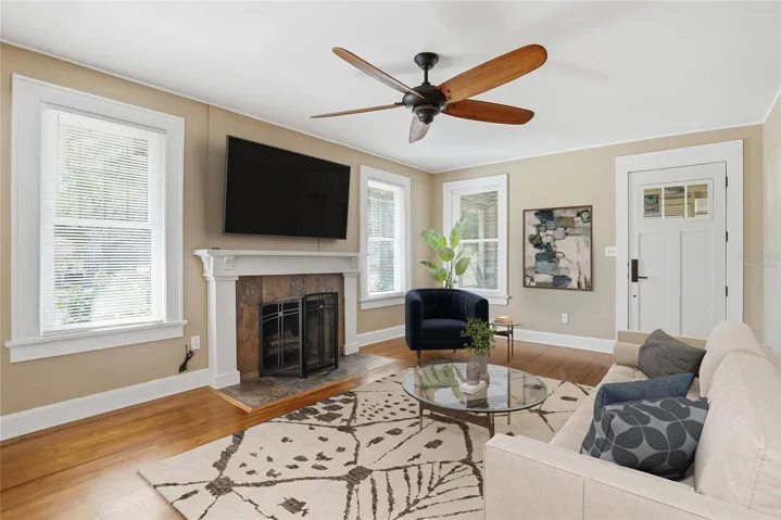 Virtually staged living room.
