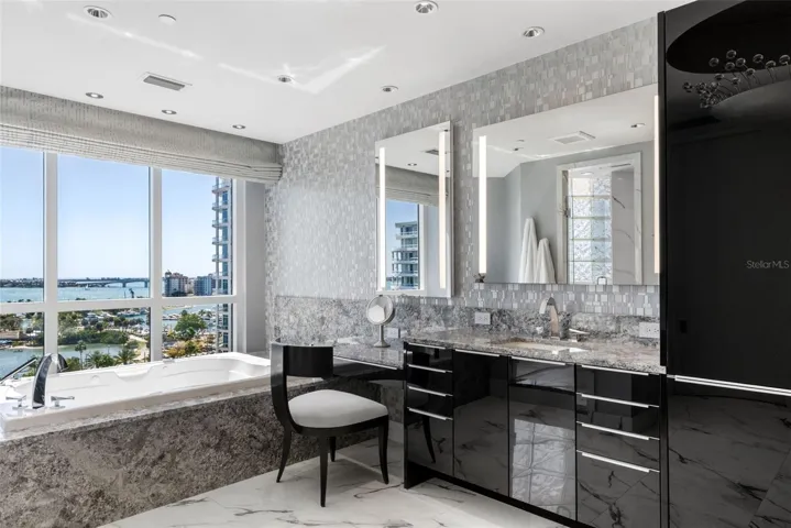 Luxury vanity with integrated smart mirror displays