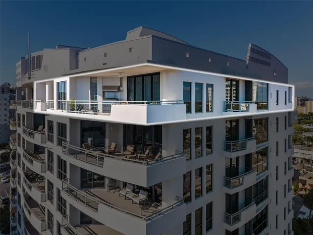 Rare penthouse exterior with multiple private terraces