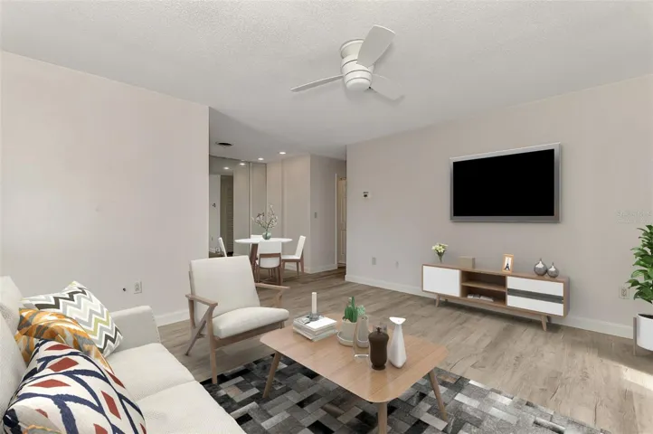 Virtually staged- Living Room and Dining Area
