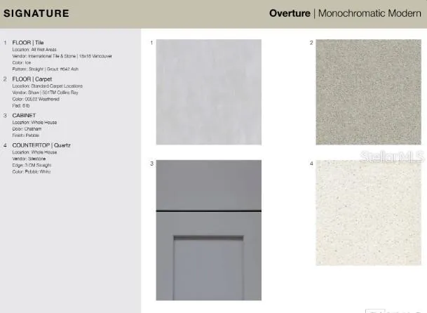 13134 Stable Place design selections.  Home is under construction and selections are subject to change.