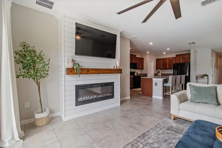 custom built fire place and entertainment center