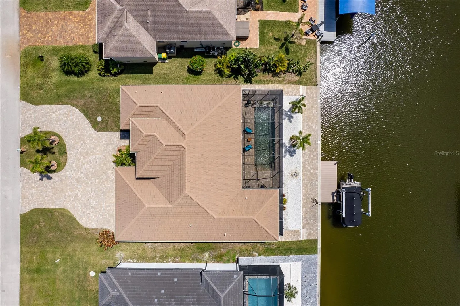 South Facing Backyard with seawall and huge patio