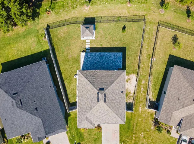 Aerial-style view highlighting lot size and backyard space.