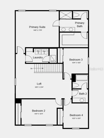 Second Floor Plan - Additional Highlights Include: electric laundry package, GE refrigerator, and whole house blinds