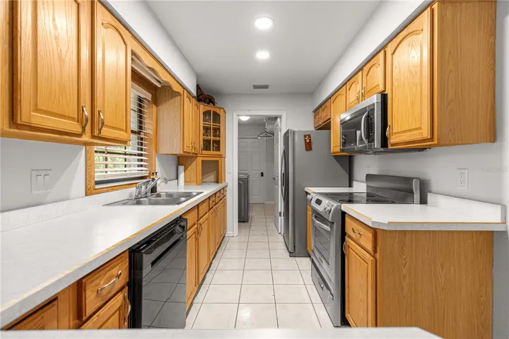 view of kitchen from dining area